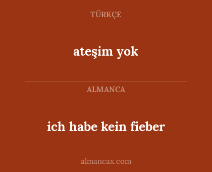 ateşim yok - ich habe kein fieber