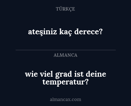 ateşiniz kaç derece? - wie viel grad ist deine temperatur?