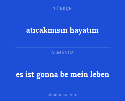 atıcakmısın hayatım - es ist gonna be mein leben