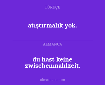 du hast keine zwischenmahlzeit. - atıştırmalık yok.