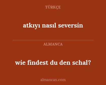 wie findest du den schal? - atkıyı nasıl seversin