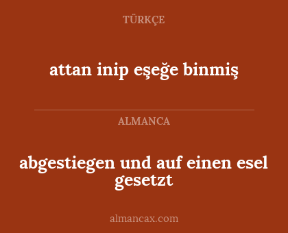 attan inip eşeğe binmiş - abgestiegen und auf einen esel gesetzt