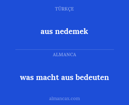 aus nedemek - was macht aus bedeuten