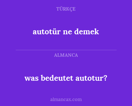 was bedeutet autotur? - autotür ne demek