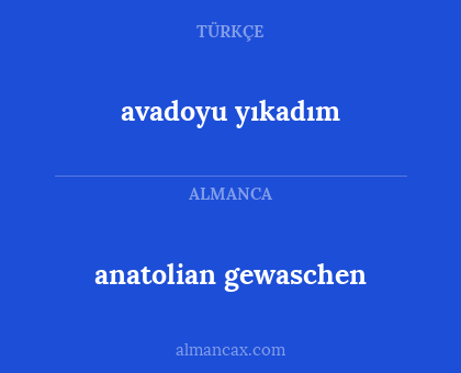 anatolian gewaschen - avadoyu yıkadım