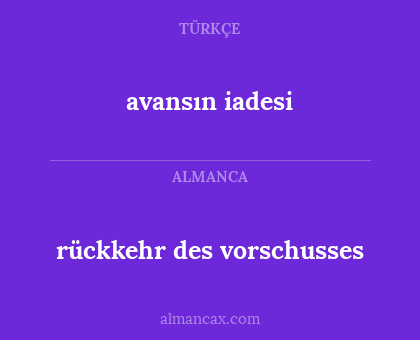 avansın iadesi - rückkehr des vorschusses