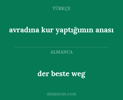 der beste weg - avradına kur yaptığımın anası