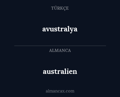 australien - avustralya
