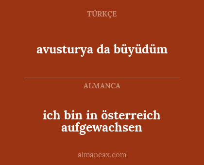 avusturya da büyüdüm - ich bin in österreich aufgewachsen