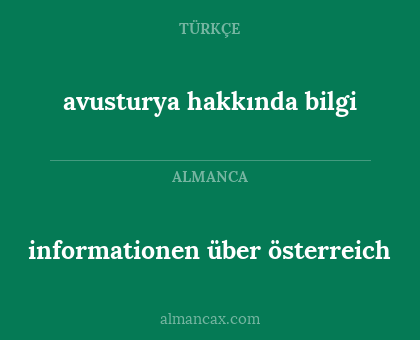 informationen über österreich - avusturya hakkında bilgi