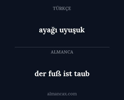 ayağı uyuşuk - der fuß ist taub