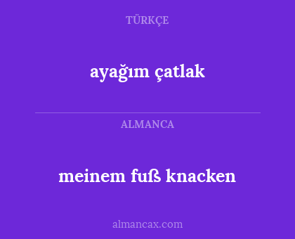 ayağım çatlak - meinem fuß knacken