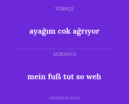 ayağım cok ağrıyor - mein fuß tut so weh