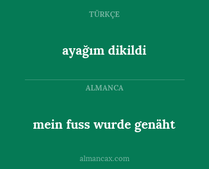 mein fuss wurde genäht - ayağım dikildi
