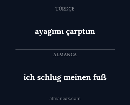 ayagımı çarptım - ich schlug meinen fuß
