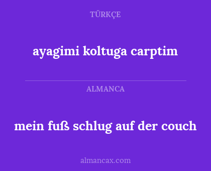 ayagimi koltuga carptim - mein fuß schlug auf der couch