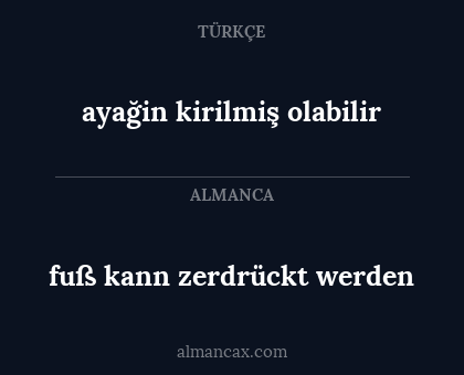ayağin kirilmiş olabilir - fuß kann zerdrückt werden
