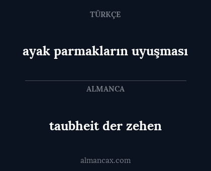 taubheit der zehen - ayak parmakların uyuşması