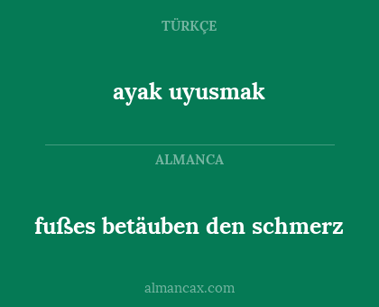 ayak uyusmak - fußes betäuben den schmerz