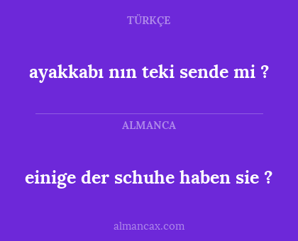 ayakkabı nın teki sende mi ? - einige der schuhe haben sie ?