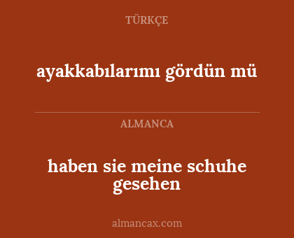 ayakkabılarımı gördün mü - haben sie meine schuhe gesehen