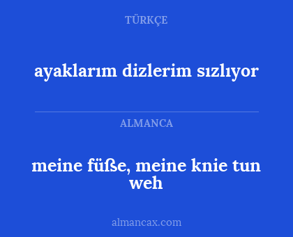 ayaklarım dizlerim sızlıyor - meine füße, meine knie tun weh