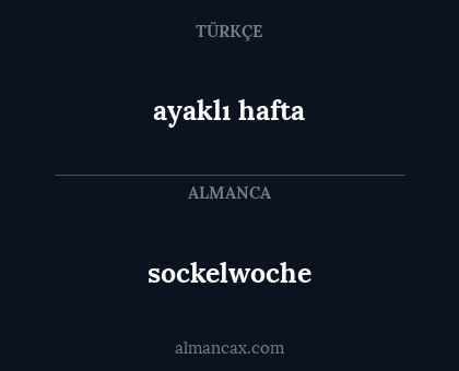 ayaklı hafta - sockelwoche