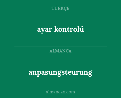 anpasungsteurung - ayar kontrolü