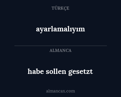 habe sollen gesetzt - ayarlamalıyım