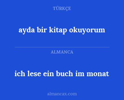 ich lese ein buch im monat - ayda bir kitap okuyorum