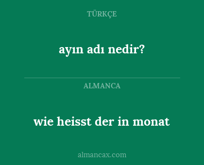 ayın adı nedir? - wie heisst der in monat