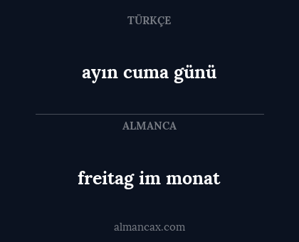 freitag im monat - ayın cuma günü