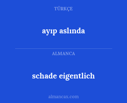 schade eigentlich - ayıp aslında