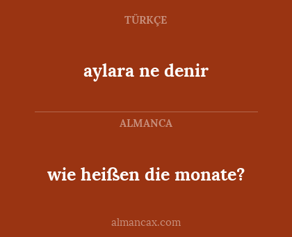 aylara ne denir - wie heißen die monate?