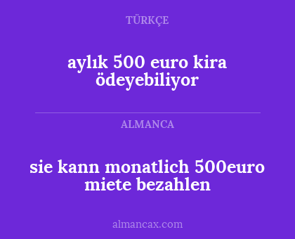 aylık 500 euro kira ödeyebiliyor - sie kann monatlich 500euro miete bezahlen