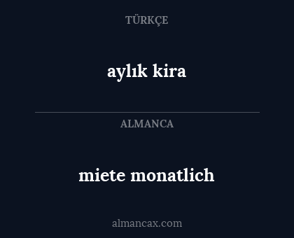 miete monatlich - aylık kira