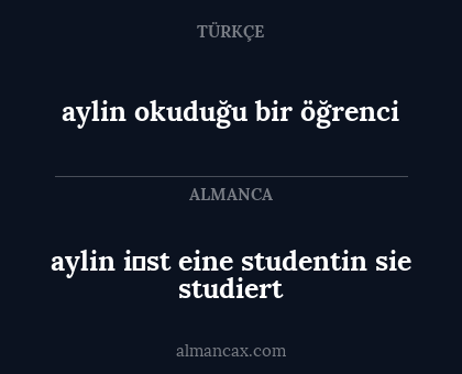 aylin i̇st eine studentin sie studiert - aylin okuduğu bir öğrenci