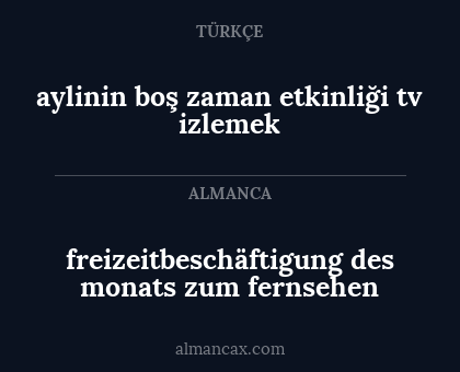 aylinin boş zaman etkinliği tv izlemek - freizeitbeschäftigung des monats zum fernsehen