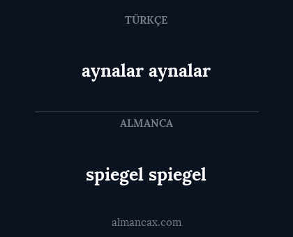 spiegel spiegel - aynalar aynalar