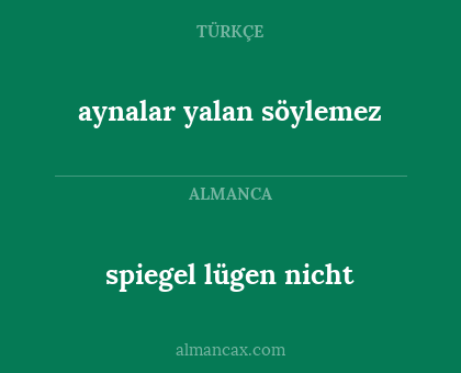 spiegel lügen nicht - aynalar yalan söylemez