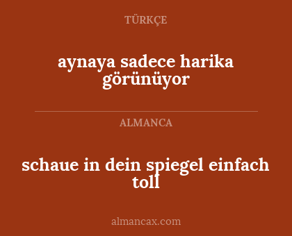 aynaya sadece harika görünüyor - schaue in dein spiegel einfach toll