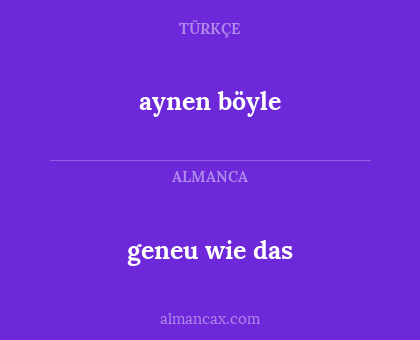 aynen böyle - geneu wie das