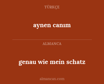 genau wie mein schatz - aynen canım