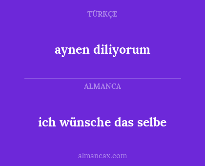ich wünsche das selbe - aynen diliyorum