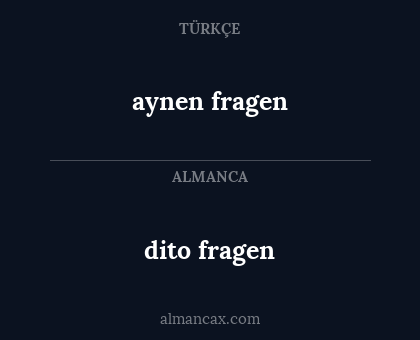 aynen fragen - dito fragen