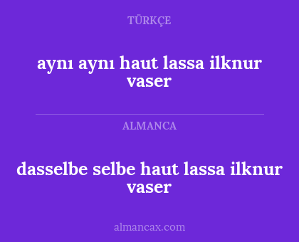 dasselbe selbe haut lassa ilknur vaser - aynı aynı haut lassa ilknur vaser