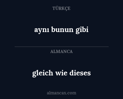 gleich wie dieses - aynı bunun gibi