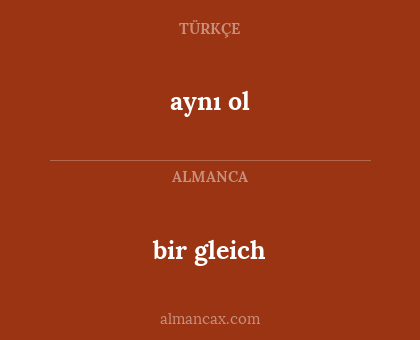 aynı ol - bir gleich