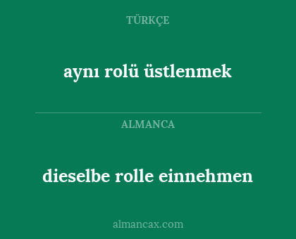 aynı rolü üstlenmek - dieselbe rolle einnehmen