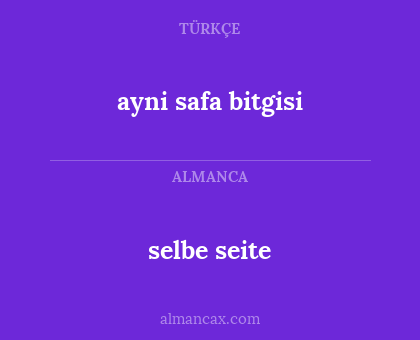 ayni safa bitgisi - selbe seite